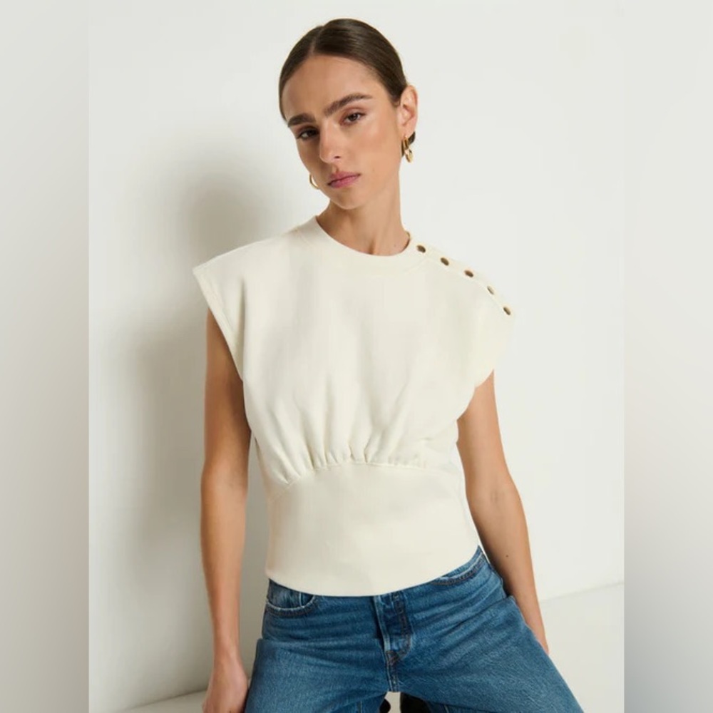 Nation LTD Nadia Sleeveless Sweatshirt in Porcelain size X-Small